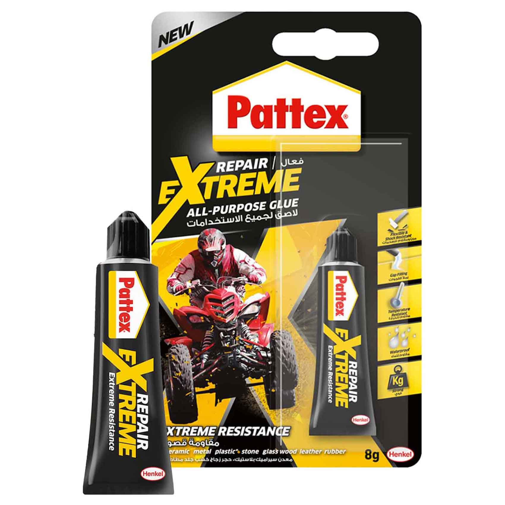 Pattex Repair Extreme Gel - 8g Clear Adhesive with Extreme Resistance Flexible, Shock Resistant & Waterproof