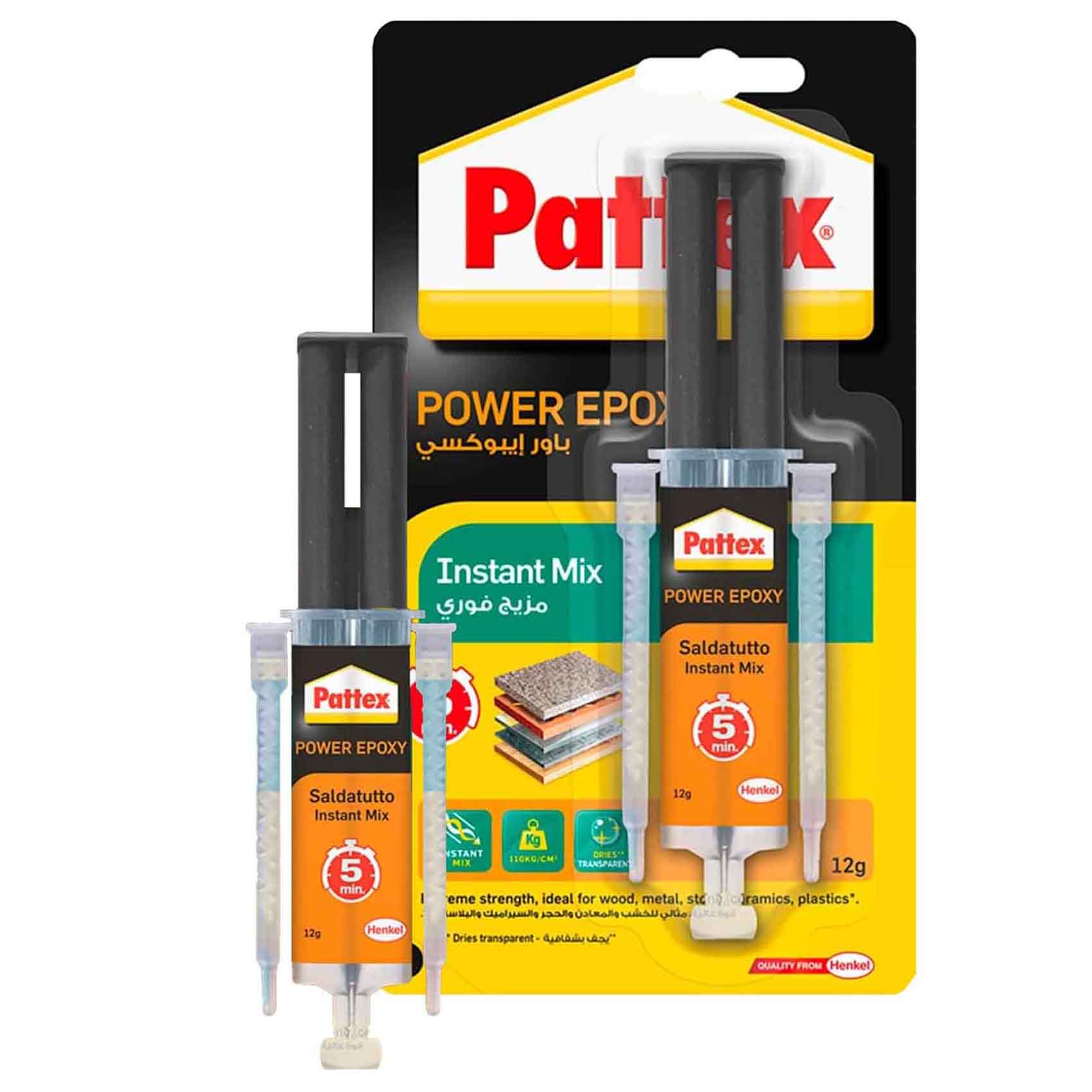 Pattex Power Epoxy Universal Syringe - 11ml With Convenient Instant Mix Syringe Water & Temperature Resistant