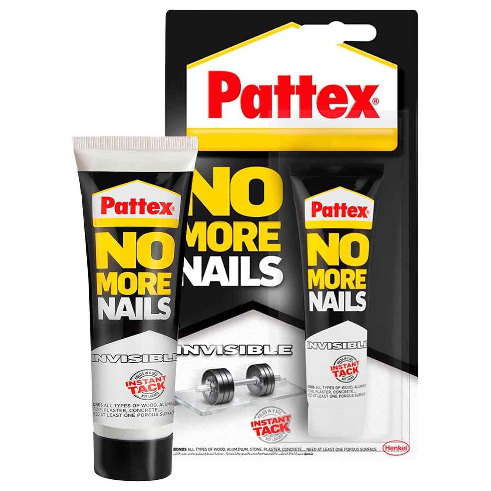 Pattex No More Nails Invisible - 40g Heavy-Duty Mounting Adhesive Solvent Free & Low Odor Mount Glue