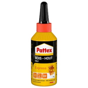 Pattex Wood Glue Express Bottle - 75g D2 Waterproof Strong Wood Adhesive Compatible with All Types of Wood Indoor Use