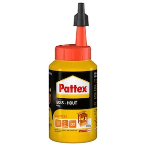 Pattex Wood Glue Express Bottle - 250g D2 Waterproof Strong Wood Adhesive Compatible with All Types of Wood Indoor Use