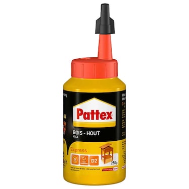 Pattex Wood Glue Express Bottle - 250g   D2 Waterproof Strong Wood Adhesive   Compatible with All Types of Wood   Indoor Use