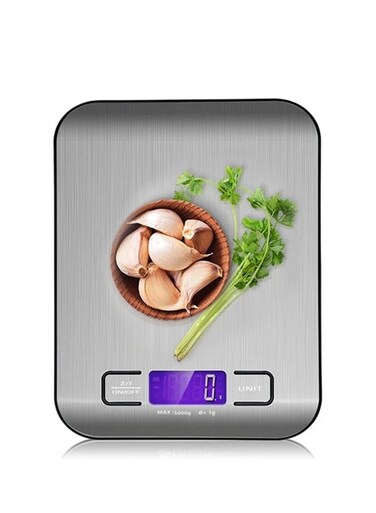 5kg Digital Kitchen Scale &acirc;&euro;&ldquo; Stainless Steel Food Weighing Scale with LCD Display &amp; Tare Function for Precision