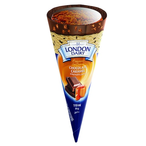 London Dairy Chocolate Caramel Ice Cream Cone, 110ml