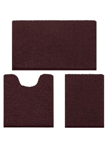 HOMEIDEAS 3 Pieces Bath Rugs Set Chenille Bathroom Door Mats Ultra Soft Non-slip and Absorbent Plush for Tub