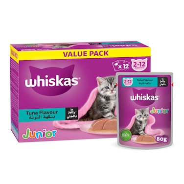 Whiskas Junior Tuna, Wet Kitten Food, Pack of 12x80g