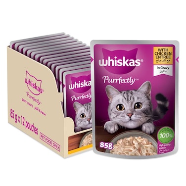 Whiskas Purrfectly Cat Food Chicken Entr&eacute;e in Gravy, Pack of 12x85g