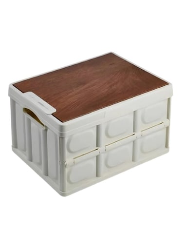 Generic Wooden Cover Folding Storage Box - 20L, White