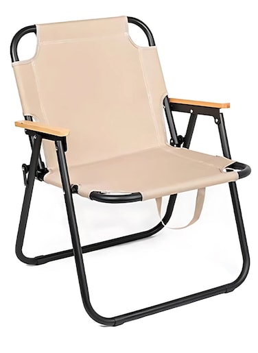 Manful Portable Folding Camping Chair Beige, Lightweight Folding Chair For Outdoor Enthusiasts, Folding Chair For Every Adventure, Folding Camping Chair For Travel And Leisure