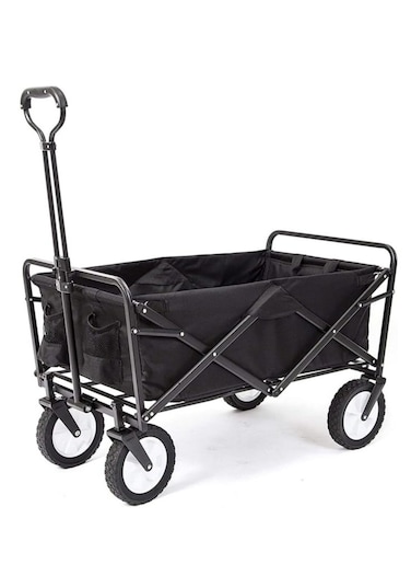 Manful Garden Cart Folding Trolley Cart Outdoor Wagon Collapsible With Removable Fabric Festival Garden Camping Picnic Cart Supports Max 100kg Portable Transport Trailer (Black)