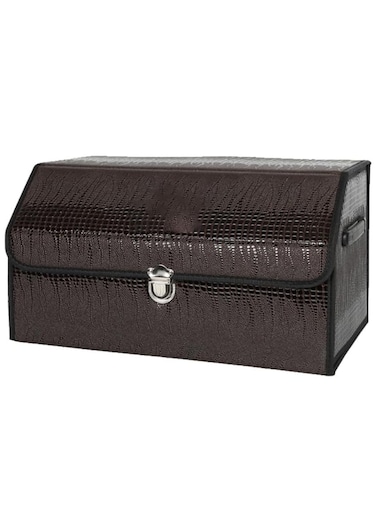 Manful Outdoor Foldable Car Trunk Storage Box Brown, Car Storage Box, Thick Leather Storage Box Storage Box, Foldable