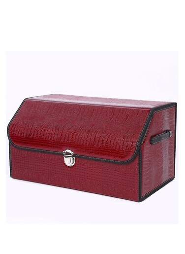 Manful Outdoor Foldable Car Trunk Storage Box Wine Red, Car Storage Box, Thick Leather Storage Box Storage Box, Foldable