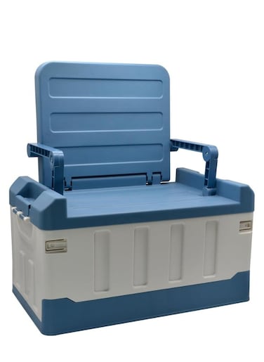 Manful Outdoor Large Trunk Storage Box With Lid For Outdoor 60L, Seatable Camping Organizer With Waterproof Bag, Multifunctional Collapsible Camping Storage Box For Outdoor Picnic, Car, Clothes