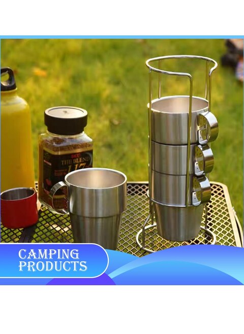 Manful Stackable Mug Set With Metal Stand