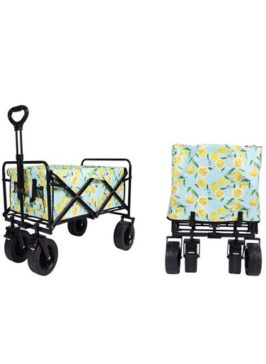 Manful Garden Cart Folding Trolley Cart Outdoor Wagon Collapsible With Removable Fabric Festival Garden Camping Picnic Cart Supports Max 100kg Portable Transport Trailer (Black)