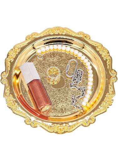 Excefore Jewelry Display Dish, Golden Nordic Style Sink Vanity Trays Cosmetics Jewelry Organizer Soap Dish Candle Holder Trinket Tray Dish Decorative Sundries Trays