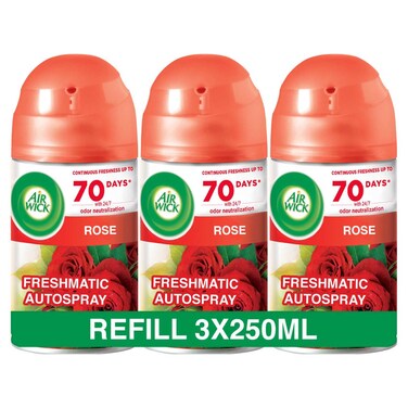 Air Wick Automatic Air Freshener Spray Refill, Rose Scent, 250ml Pack of 3