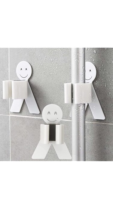3 Pack Wall Mounted Mop and Broom Holder, Human Shape Organizer for Garage, Garden, Home, and Kitchen Cleaning Supplies, Space-Saving Storage Solution