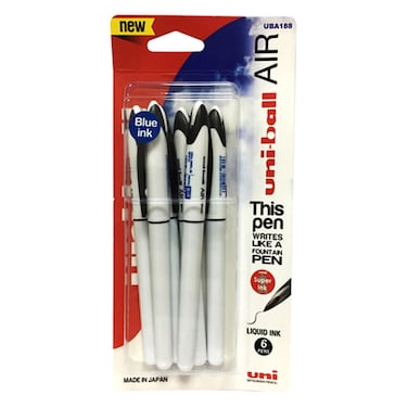 Uni-ball Air Micro Liquid Ink White Barrel Rollerball Pen 6 PCS