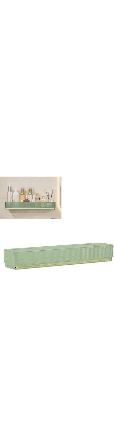 BROLEO Wall Hanging Organizer, Extra Space Alumimum Bathroom Shelf Stylish Design for Kitchen (Green Simple Type)