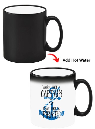Color Changing Heat Sensitive Ceramic Mug, Image Revealed When HOT Liquid is Added! Work like a Captain