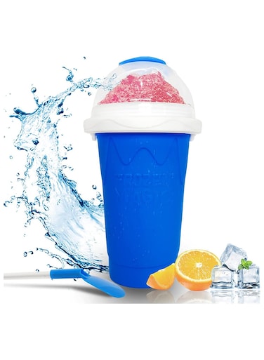 Cup, Magic Quick Frozen Smoothies Cup, Reuseable Squeeze Cooling Cup with Lids &amp; Straws, Homemade Milk Shake Ice Cream Maker