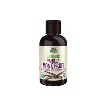 Now Real Food  Organic Zero-Calorie with Monk Fruit Sugar Substitute, Vanilla Flavor Liquid Sweetener 1.8 fl oz 53 ml