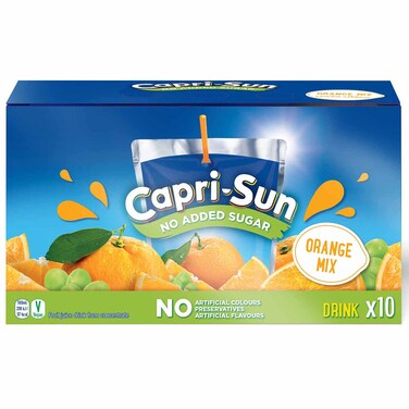 Capri-Sun Orange Mix No Added Sugar Juice Drink, 200ml, Pack of 10