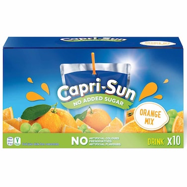 Capri-Sun Orange Mix No Added Sugar Juice Drink, 200ml, Pack of 10