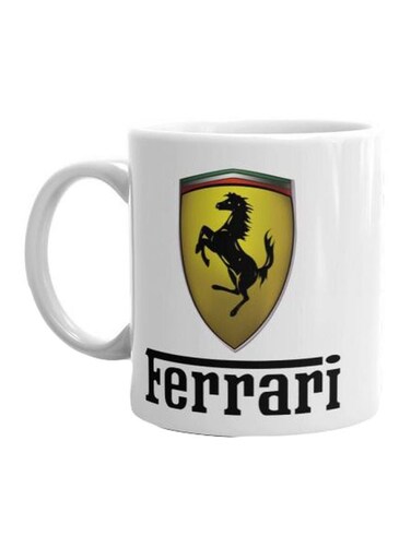 Print Ferrari Printed Ceramic Mug White/Black/Yellow Standard