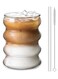 Creative Glass Cups, Cute Ripple Shaped Drinking Glasses ,Ribbed Glassware Aesthetic Cups