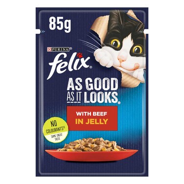 فيليكس أز غود أز إت لووكس طعام قطط من لحم البقر في جيلي 85 غرام