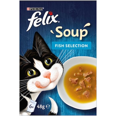 Purina Felix Soup Fish Selection Cat Wet Food, 48g Pack of 6