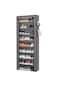10-Shelf Shoe Organizer with Dust Cover, Holds 27 Pairs, Space-Saving Closet Rack for Doorways