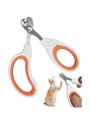 KWSLIN Pets Nail Clipper, Professional Cat Dog Pets Claw Trimmer with Circular Cutting Holes, Orange, Single Hole Style
