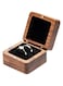 Square Solid Wood Double Ring Box Case for Wedding Ceremony Engagement Proposal, Wooden Ring Holder for 2 Rings (Black Inner)