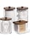 Lomeshow 4 Pack Qtip Holder Bathroom Container, 10/7oz Cotton Ball/Swabs Dispenser, Apothecary Jar with Bamboo Lids for for Vanity Makeup Organizer Storage (Brown)
