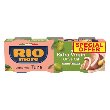 ريو ماري لحم تونة خفيف في زيت الزيتون البكر الممتاز، 80 غرام، حزمة من 3