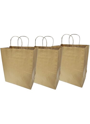 Twisted Handle Natural Kraft Brown Paper carrybag, Party paper Bags for shopping, Food, Birthday and Gift Wedding Celebrations bags size 34x33x18 cm