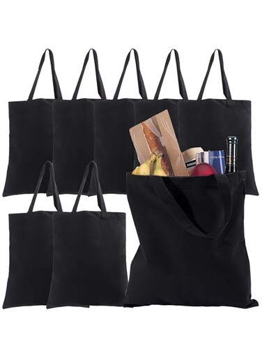 handrong Cotton Tote Bags Canvas Tote Bags Reusable Canvas Grocery Bag Blank Shopping Bag Cloth Bag with Handles for Decorating Art Craft Bible Bookbag Events Schools Beach - L - Black 8