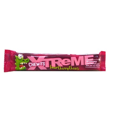 Cloetta Chewits Xtreme Sour Cherry Candy, 34g