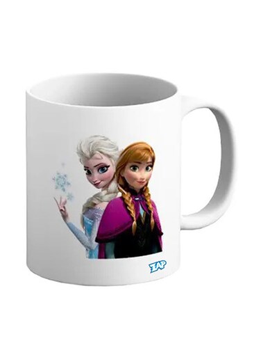 Anna And Elsa Character Printed Ceramic Coffee Mug White