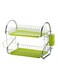 Dish Drying Rack With Drain Board Silver/Green 37.5x25cm