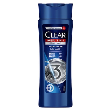 Clear Men Complete 3-In-1 Hair Body And Facewash With Activated Charcoal 200ml