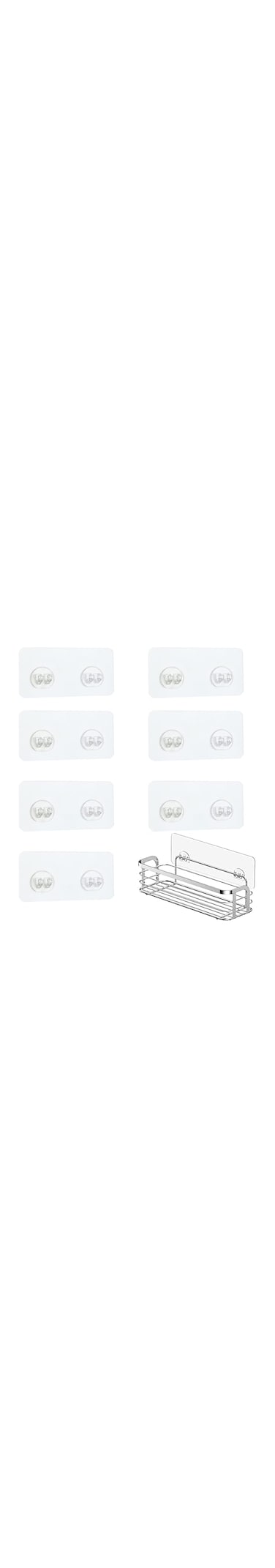 DIVSEA 8 Pack Shower Caddy Adhesive Hooks Sticker Strong Adhesive Wall Hooks Waterproof Adhesive Hooks for Bathroom Storage Shelves and Kitchen Racks (Double Hook)