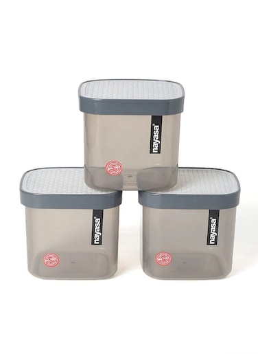 Fusion Plastic Food Storage Containers for Kitchen Set Of 3 Pieces Grey 550 Ml