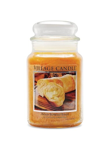Village Candle - Large Jar - Warm Buttered Bread (Orange) - Double Wick, 10.3 x 10.1 x 17.7 cm