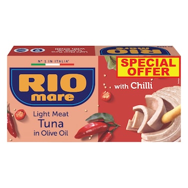 Rio Mare Light Meat Tuna in Olive Oil with Chili, 160g Pack of 2
