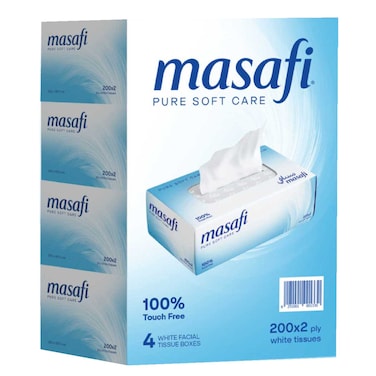 Masafi Pure Soft Care 2 Ply Facial Tissue White 150 Sheets Pack of 5