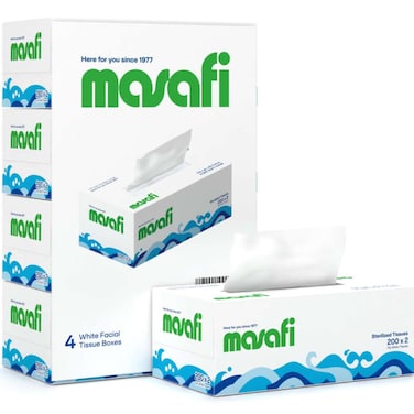 Masafi Facial Tissue 200 Sheets 2 Ply Pack of 4